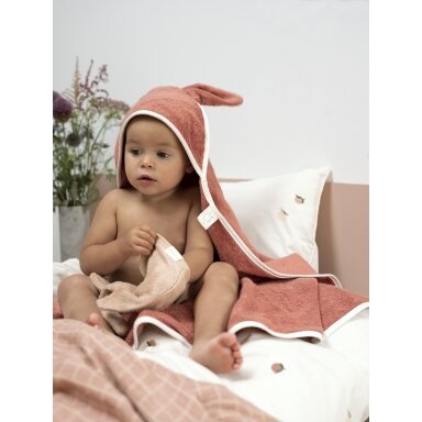Fabelab Hooded Baby Towel ,,Bunny" Clay Fabelab Hooded Baby Towel ,,Bunny" Clay