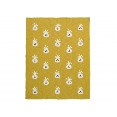 Knitted blanket - Pineapple mustard 1