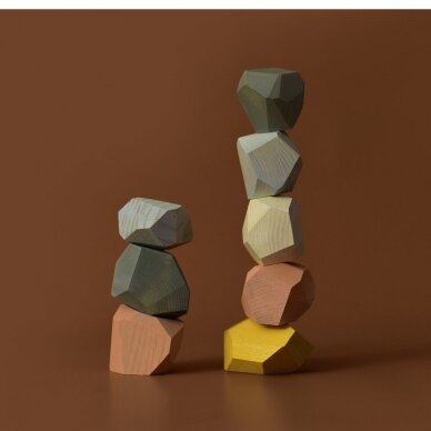 MinMin Copenhagen medinės kaladėlės ,,Pastel stones" 3