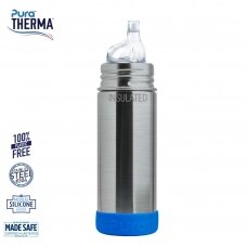 PURA termosinė gertuvė Kiki Sippy bottle su mėlyna dugno apsauga/natural (260 ml)
