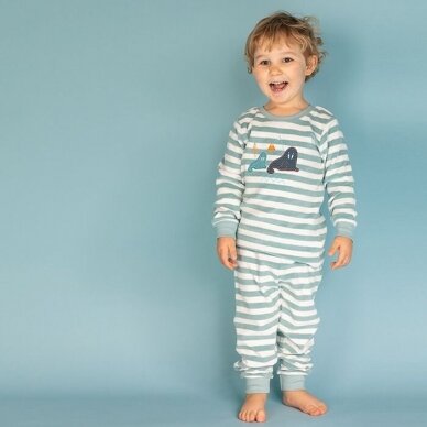 Sense Organics kilpinio audinio pižama ,,Aqua stripes" 1