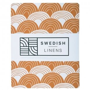 Swedish Linens Fitted Sheet - Rainbows: Cinnamon (60x120 cm)