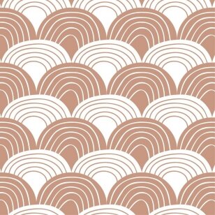 Swedish Linens Fitted Sheet - Rainbows: Terracotta Pink