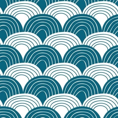 Swedish Linens Fitted Sheet - Rainbows: Moroccan Blue