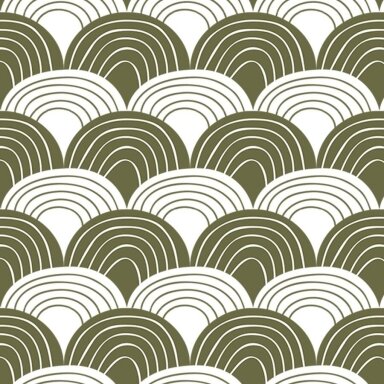 Swedish Linens Fitted Sheet - Rainbows: Olive Green