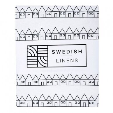 Swedish Linens Fitted Sheet - Lindbacken: Black & white