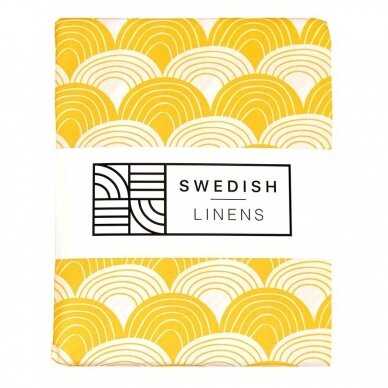 Swedish Linens Fitted Sheet - Rainbows: Mustard Yellow (60x120cm)