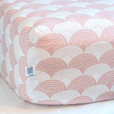 Swedish Linens Fitted Sheet - Rainbows: Nudy Pink (60x120 cm) 2